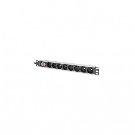 Digitus Socket strip with aluminum profile and switch, 8-way CEE 7/5, 2 m cable safety plug with gro