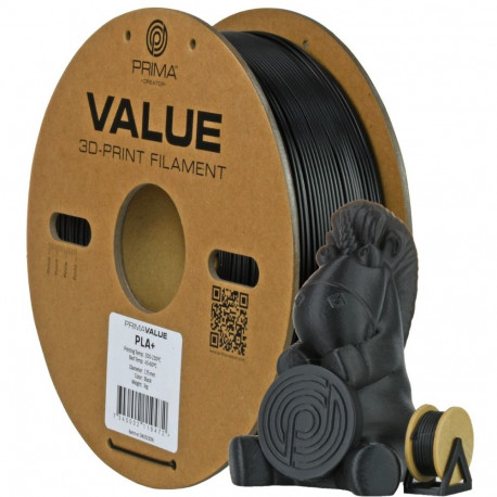 PLA + filament PrimaValue 3D printerile, Must, 1.75mm, 1kg