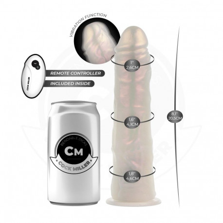 COCK MILLER dildo iminapaga, tulede ja vibratsiooniga kaugjuhtimispuldiga 20.5cm, valge
