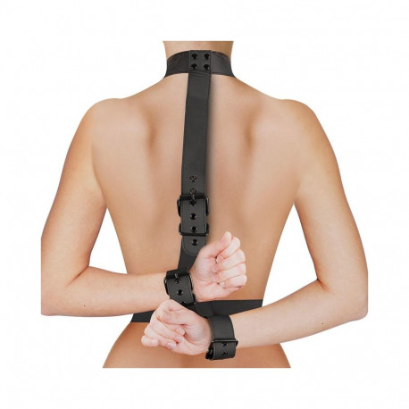 FETISH SUBMISSIVE BONDAGE - COLLAR & WRIST CUFFS BODY RESTRAINT SET