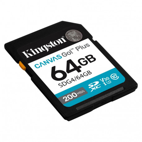 "CARD Kingston 64GB XC Canvas Go Plus Gen4 200MB/s C10 UHS-I U3 V30"