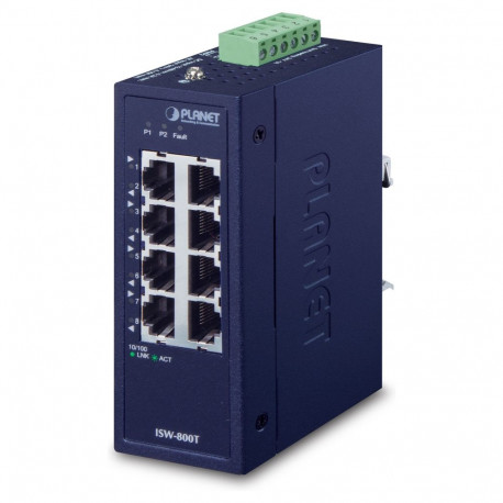 "PLANET Industrial 8-Port 10/100TX Compact Ethernet Switch"