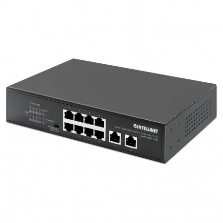"Intellinet 8-Port Gigabit Ethernet PoE+ Switch mit 2 RJ45 Gigabit Uplink-Ports"