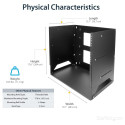 "Wandmontage Server Rack mit Fachboden - 4HE - Anpassbar von 30,5 cm - 45,7cm"