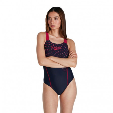 Ujumistrikoo Speedo Medley Logo Medalist 1PC W tumesinine/roosa