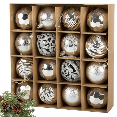 Christmas tree decoration balls 16 pcs silver