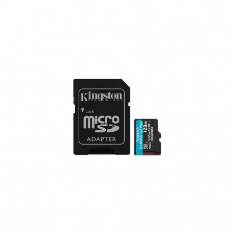 Kingston Technology microSDXC mälukaart 128GB Canvas Go Plus Gen4 200MB/s A2 U3 V30 koos adapteriga