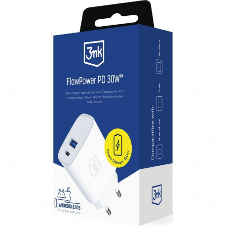 3mk FlowPower 30W 1A1C PD 3 0 QC4+ White (5903108750820)