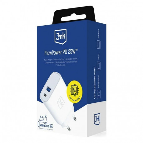 3mk FlowPower 25W 1A1C PD QC4+ White (5903108750790)