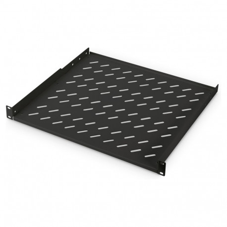 1HE perforeeritud riiul välispaigalduseks, must RAL 9005, 400x44mm, kandevõime kuni 15kg