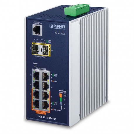 PLANET tööstuslik PoE-lüliti 4-port 10/100/1000T 802.3at + 4-port