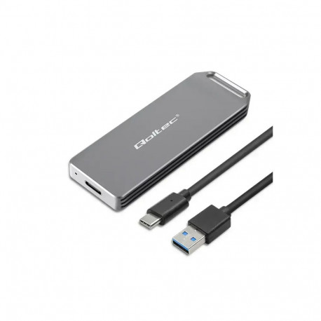 Qoltec 52266 mini alumiiniumkorpus | M.2 SSD NVMe PCIe | USB-C 3.1 Gen 2 10Gb/s | 2TB hõbedane