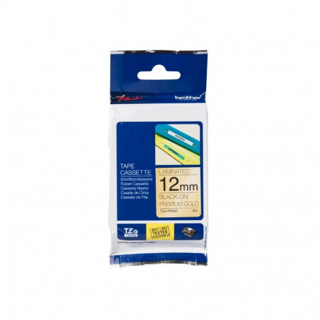 BROTHER TZE-PR831 12 BLACK ON GOLD TAPE