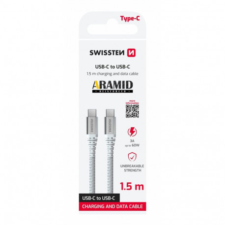 Swissten ARAMID REINFORCED USB-C - USB-C Data and Charding cable 1.5m