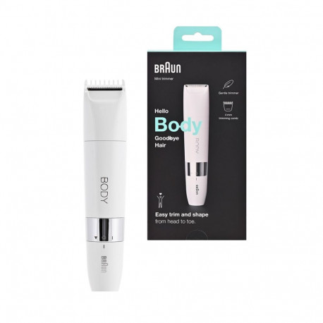 Grooming Tool - Braun Series 1 BS1000 Trimmer, Stainless Steel Blade, 40 Min Runtime, White/Silver