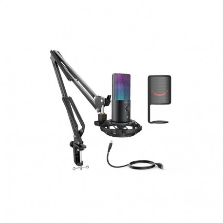 Microphone - FIFINE T669 PRO3 Wired Microphone with RGB Lighting and Stand, Black