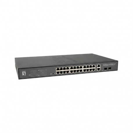 "LevelOne PoE+Switch 24xGE PoE/4x10GSFP+ 440W 19"" Managed L3"