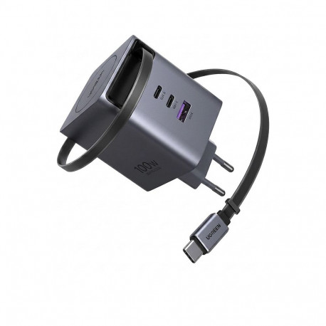 UGREEN kiirlaadija X616 100W GaN 2x USB-C 1x USB-A 1x väljatõmmatav USB-C kaabel