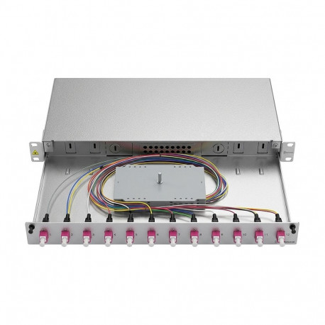 "EasyLan LWL-Spleibox Grade C 19-Zoll 1HE, 12 Ports, 12x LC-Duplex, OM4"