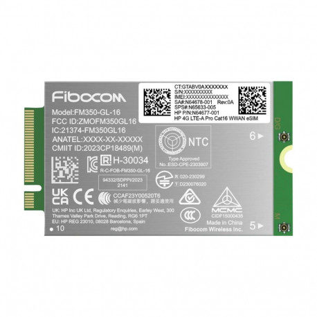 Mobile Broadband Modem - HP 4G LTE Modem m.2 WWAN Cat 16 L860-GL-16 For EliteBook ProBook ZBook Blac