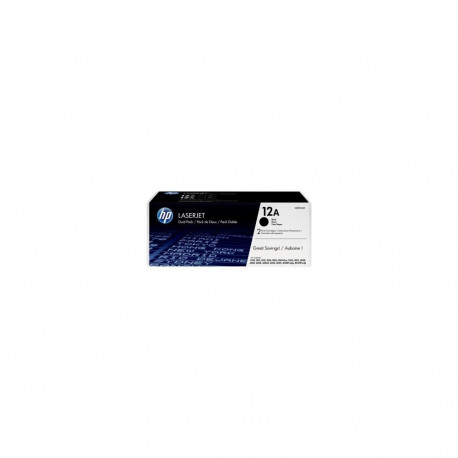 Toner Cartridge - HP Q2612AD Dual Pack Black Toner Cartridges, 2000 Pages Yield, Black