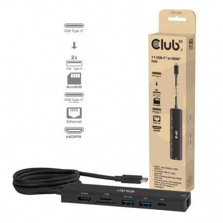 I/O HUB 7IN1 USB-C HDMI/140W CSV-2555 CLUB3D CSV-2555 (8719214473785)