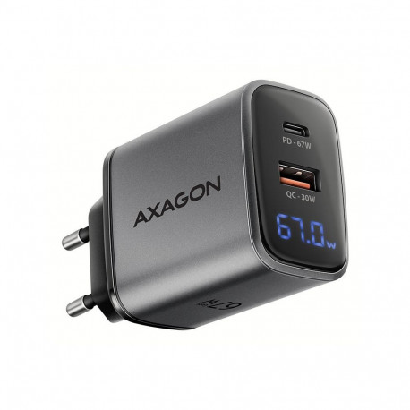 AXAGON USB-seinalaadija ACU-PQ67D 67W/GaN 2PORT