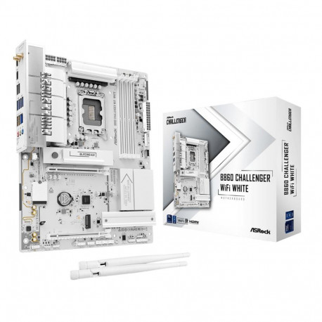 ASRock emaplaat B860 CHALLENGER LGA1851 (Socket V1) ATX DDR5 4xRAM Wi-Fi Bluetooth 1xM.2, valge