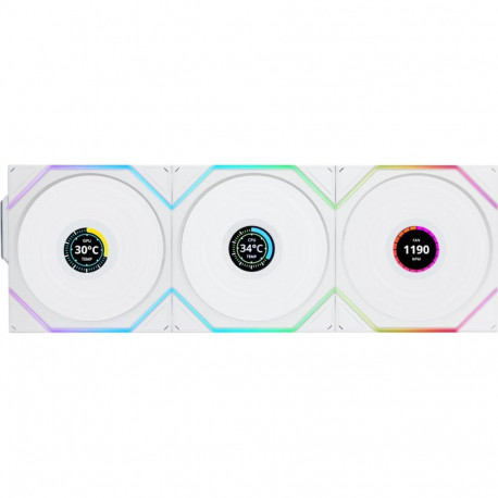 Lian Li UNI FAN TL Wireless LCD Lufter  ARGB  PWM  3er-Pack inkl. Controller - Reverse Blade  120 mm