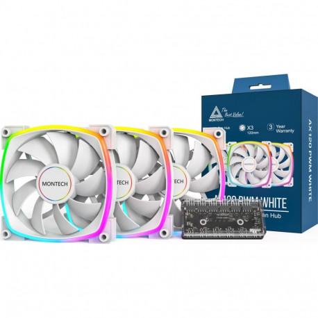 Montech AX120 PWM ARGB Fan  3 Pack  White