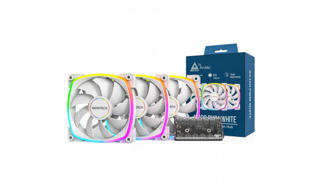 Montech AX120 PWM ARGB Fan  3 Pack  White