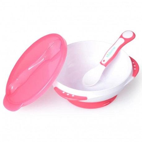 Kidsme bļoda ar piesūcekni  vāciņu un termokarotīti  Lavender  no 9 mēn. 9832LA