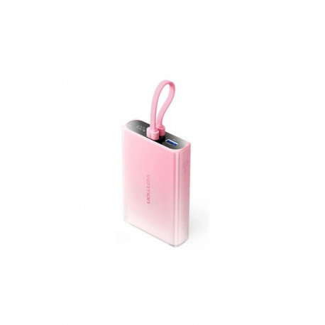 Vention akupank 10000mAh USB-C + Lightning + USB-A 22.5W LED-ekraaniga, roosa