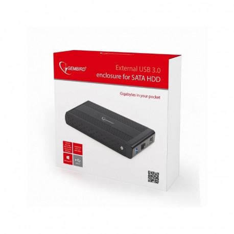 Gembird väliskarp 3.5'' SATA-USB 3.0 alumiiniumist, must
