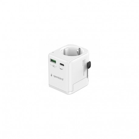 Gembird reisivooluadapter TPA-EU1A1C20-01-W 20W maandusega universaalne