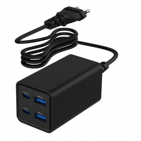 Gembird laadija 8716309133784 4-pordiline 65W GaN USB PowerDelivery, must
