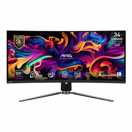 LCD MonitorMSI34"Curved/21 : 9Panel QD-OLED3440x144021:9175HzMatte0.03 msSwivelHeight adjustableTilt