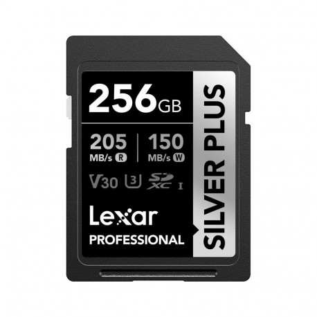 Lexar professionaalne SDXC mälukaart 256GB pluss UHS-I U3 A2 4K V30, hõbedane