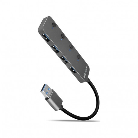 AXAGON USB-jaotur HUE-MSA 4x USB3.2 Gen 1 lülitiga metallist micro-USB toite sisend 20cm USB-A kaabe