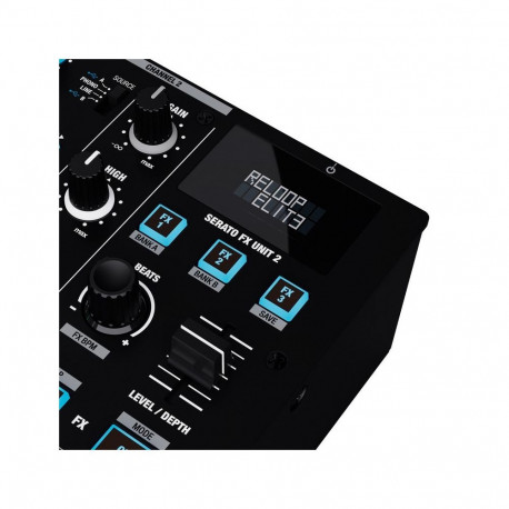 DJ Mixer - Reloop Elite, Professional DVS Mixer For Serato DJ Pro, USB, 16 RGB Pads, Black