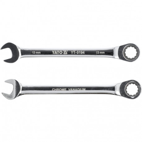Yato YT-0194 combination ratchet wrench, 13mm, 72 teeth, CrV 6140, 180mm, chrome plated
