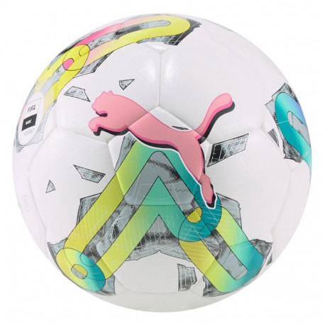 Piłka nożna Puma Orbita 4 HYB FIFA Basic biało-zielono-różowa 83781 01