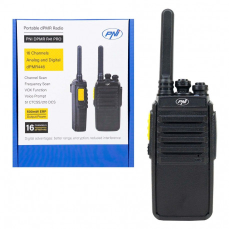 PNI DPMR R41 PRO kaasaskantav raadiojaam, 0,5 W, dPMR446, 16 digitaalset ja analoogkanalit, TOT, ska