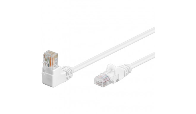 Patch cable 1x 90° angled connector, Cat5e, UTP, white, 3m