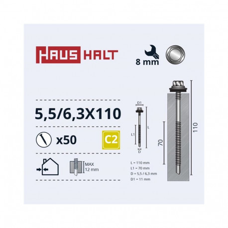 SELF SCREWS 5,5/6,3X110 MET+EPDM (50)