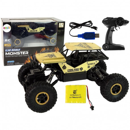 Auto RC kõrged rattad 1:18 plastist mustad kuldsed