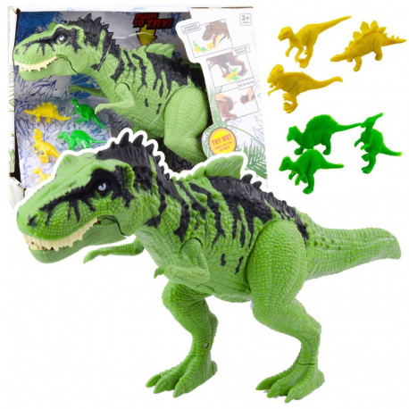 Dinosauruste komplekt väikeste figuuridega, liikuv, helidega, roheline