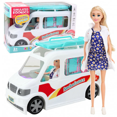 Mobilny Szpital Karetka Ambulans Z Noszami 2W1 Lalka Doktor Akcesoria