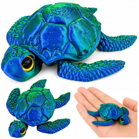 Merikilpkonna 3D-kujuke liikuvate lestade ja peaga, sillerdav värviline, 8cm