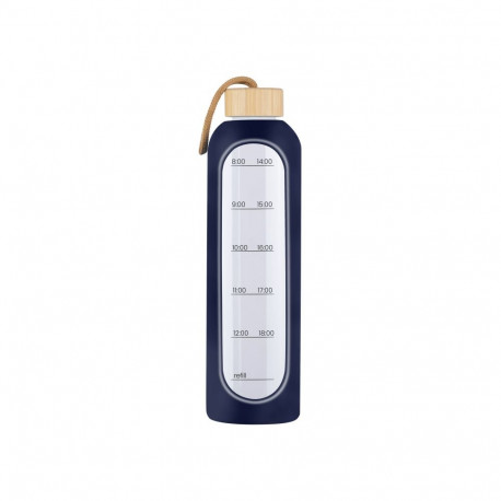 Drink Bottle - KiCA Hydro Glass 1000ml With Silicone Sleeve - Navy Blue